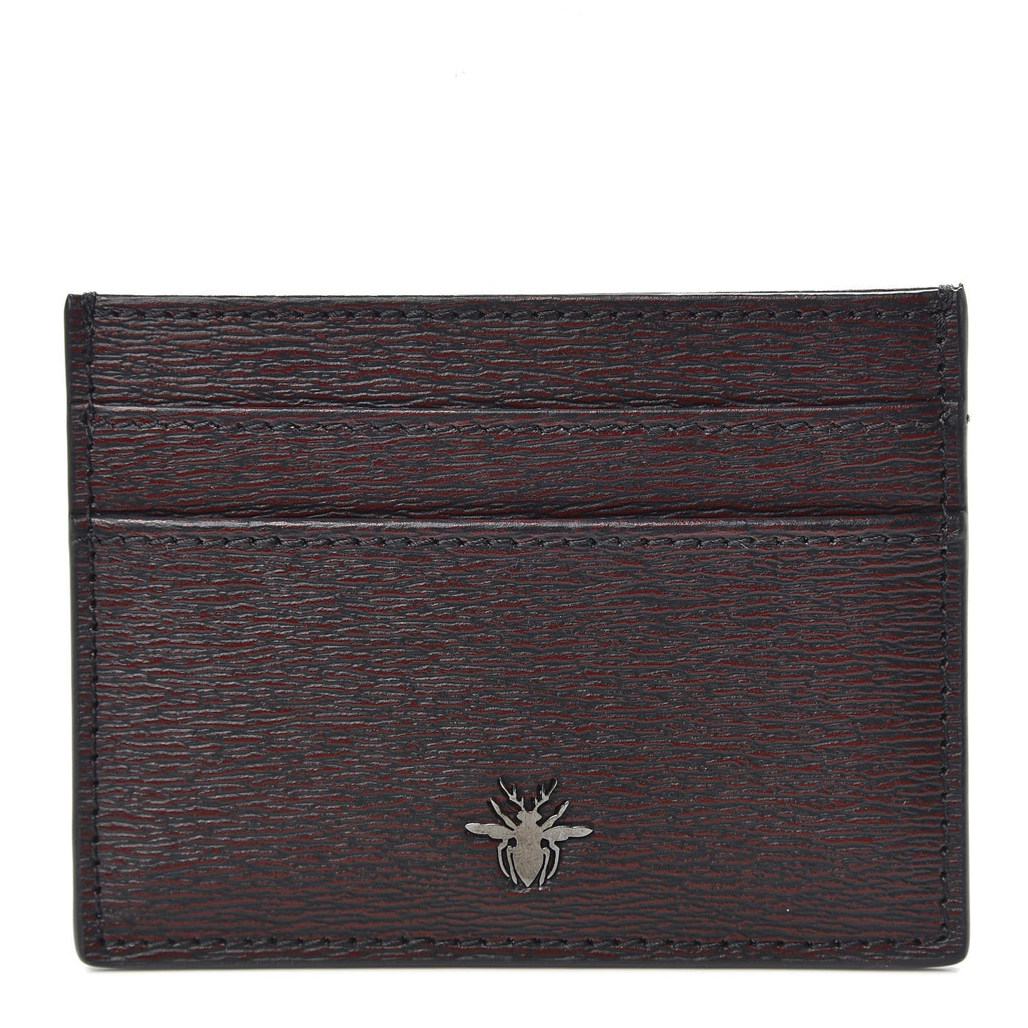 Calfskin Bee Signature Card Holder Red Black