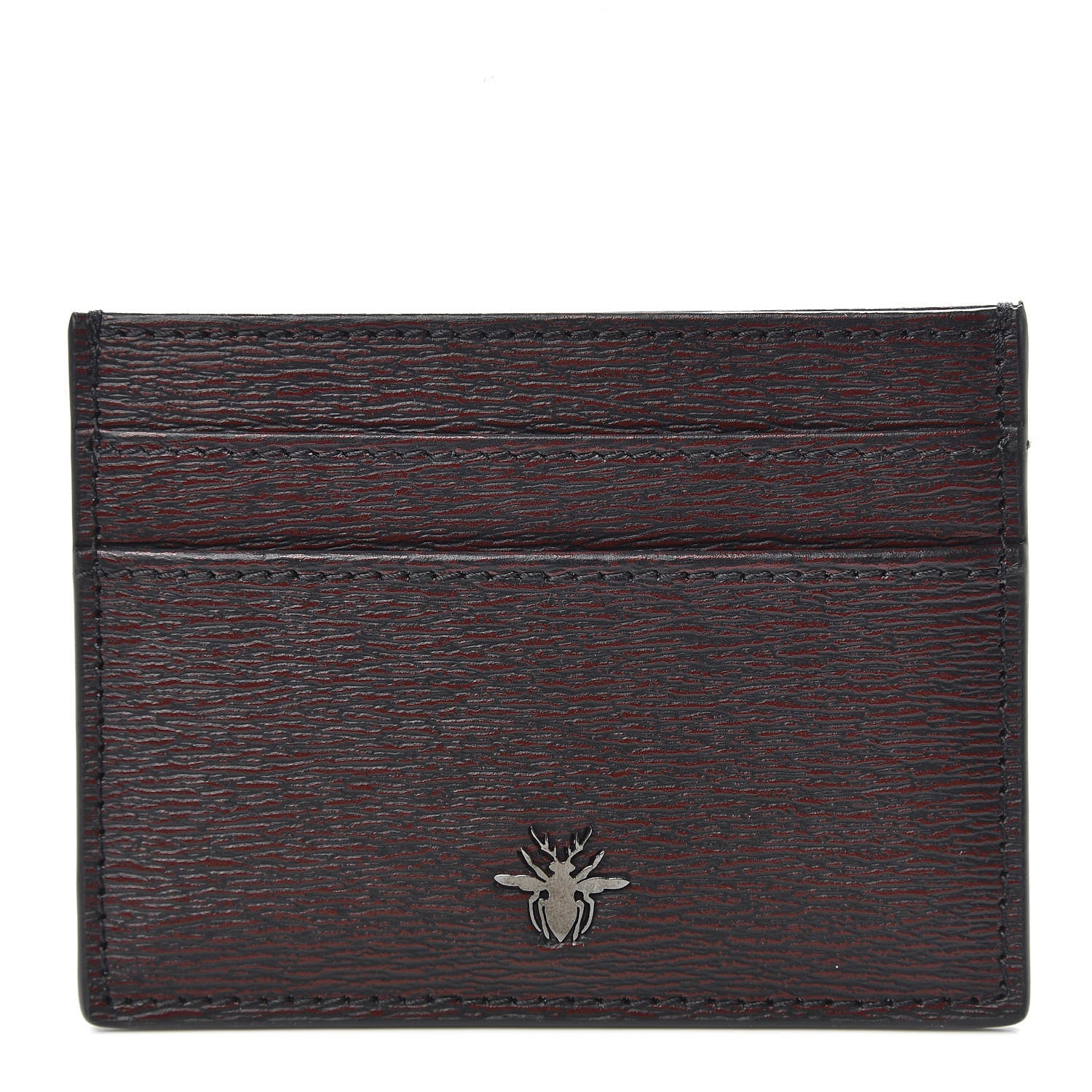 Christian Dior Calfskin Bee Signature Card Holder Red Black 1 of 8