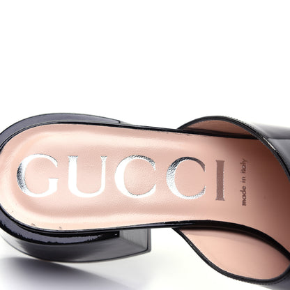 Gucci Patent Lexi Horsebit Mid-Heel Slide Sandals 40 Black 6 of 11