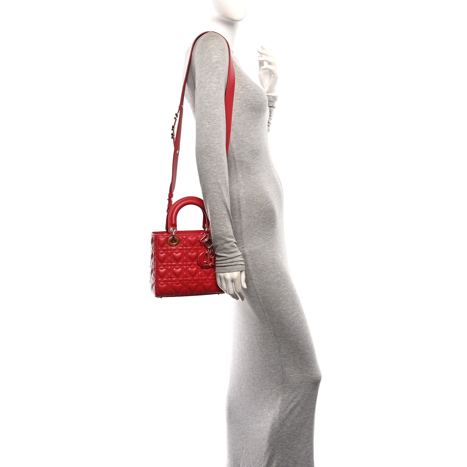 Christian Dior Lambskin Cannage Dioramour Small My ABCDior Lady Dior Spicy Red 2 of 10