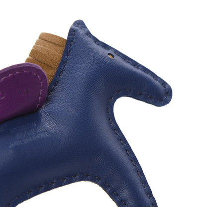 Hermes Milo Lambskin Grigri Rodeo Horse Bag Charm PM Bleu de Malte Kraft Violet 3 of 4