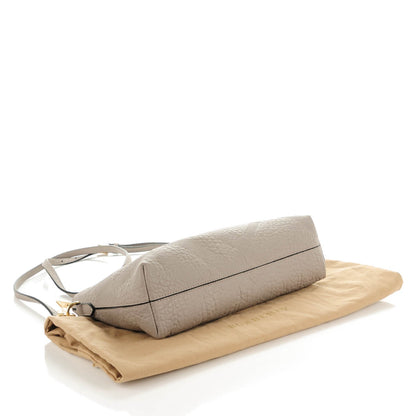 Burberry Signature Grain Calfskin Check Embossed Small Chichester Crossbody Clutch Bag Pale Grey 4 of 7