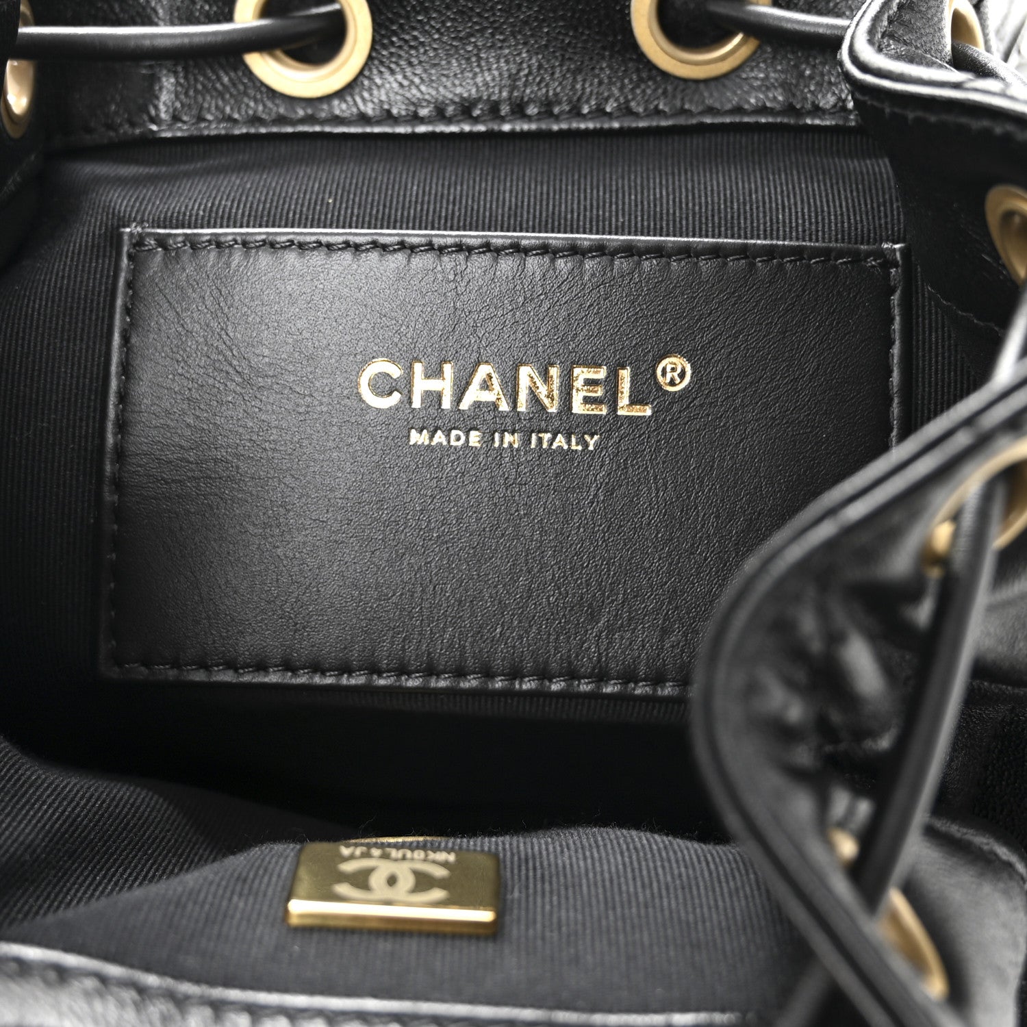 Chanel Lambskin Quilted Logo Mini Backpack Black 1868771