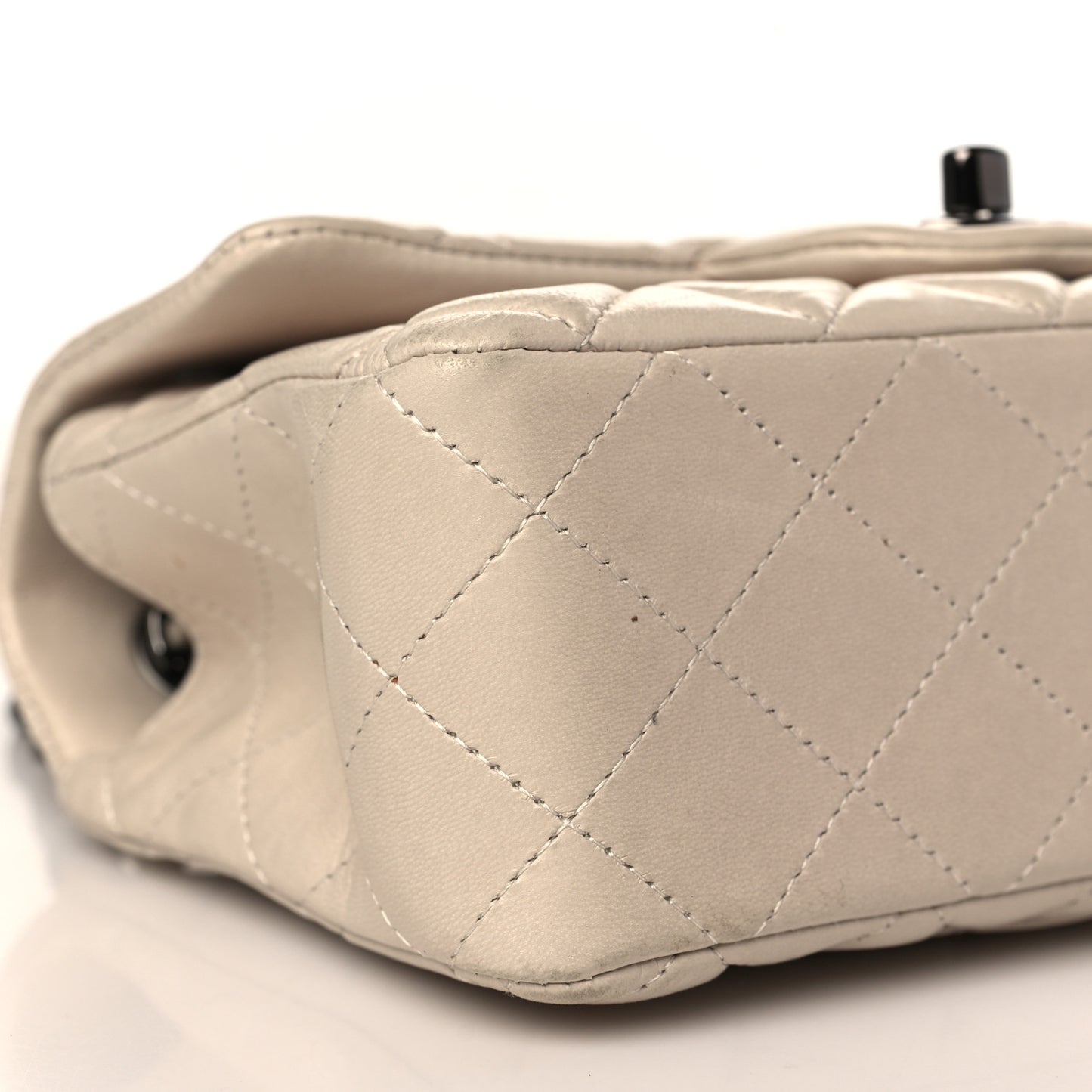 Lambskin Quilted Mini Rectangular Flap Light Beige