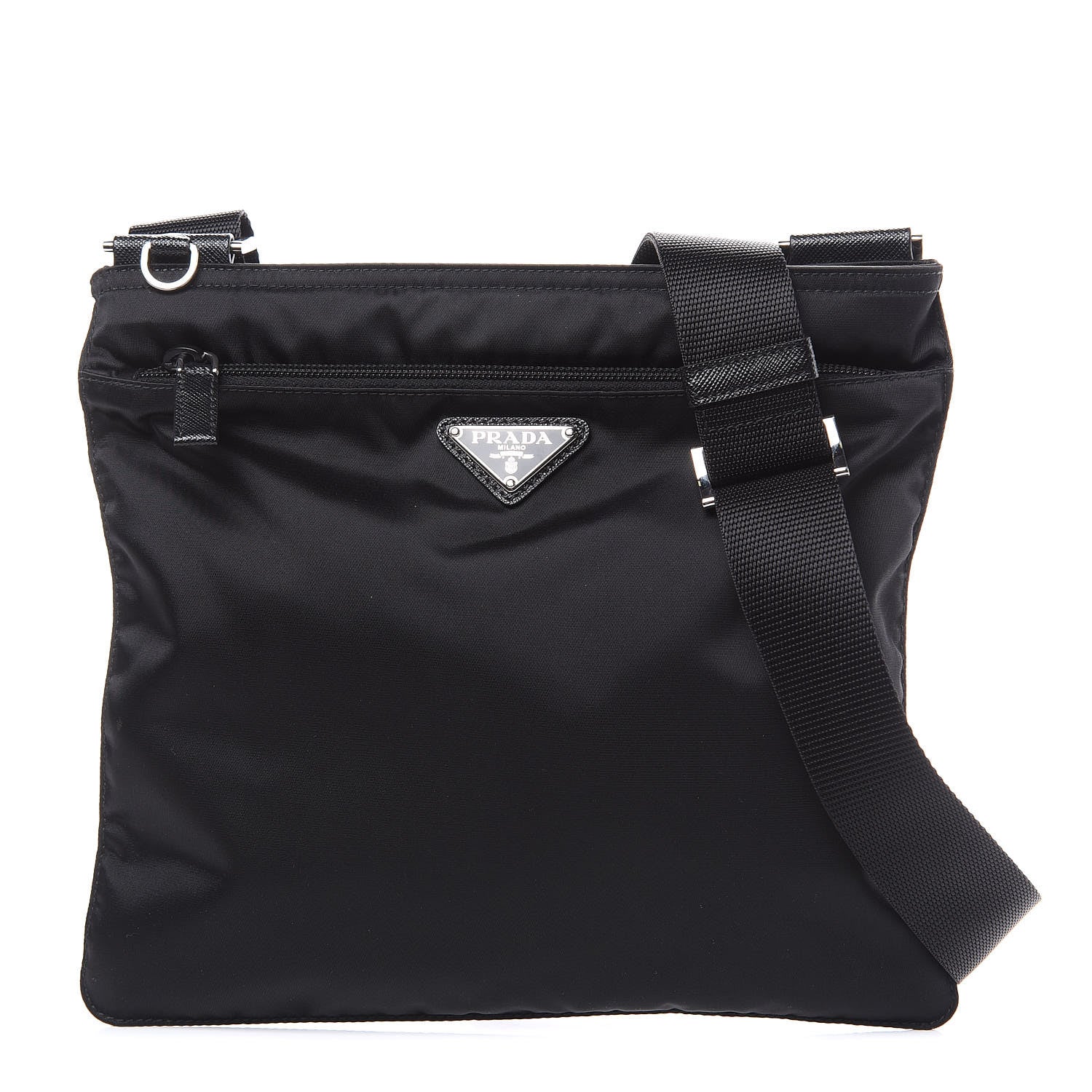 Prada Nylon Saffiano Flat Messenger Bag Black 1 of 10