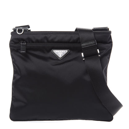 Prada Nylon Saffiano Flat Messenger Bag Black 1 of 10