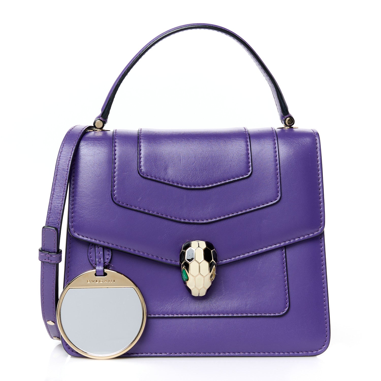 Bulgari Calfskin Serpenti Forever Top Handle Purple 3 of 10