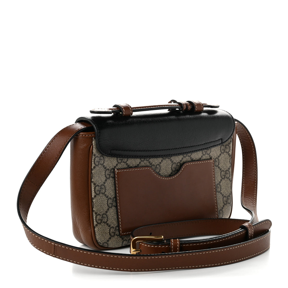 Gucci GG Supreme Monogram New Sakai Lux Calfskin Mini Padlock Flap Pocket Shoulder Bag Beige Ebony Black Cuir 3 of 10