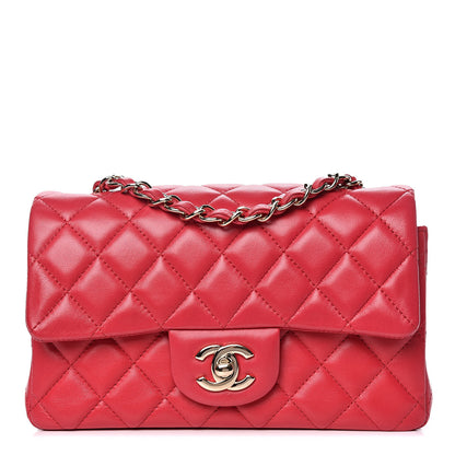 Chanel Lambskin Quilted Mini Rectangular Flap Dark Pink 1 of 9