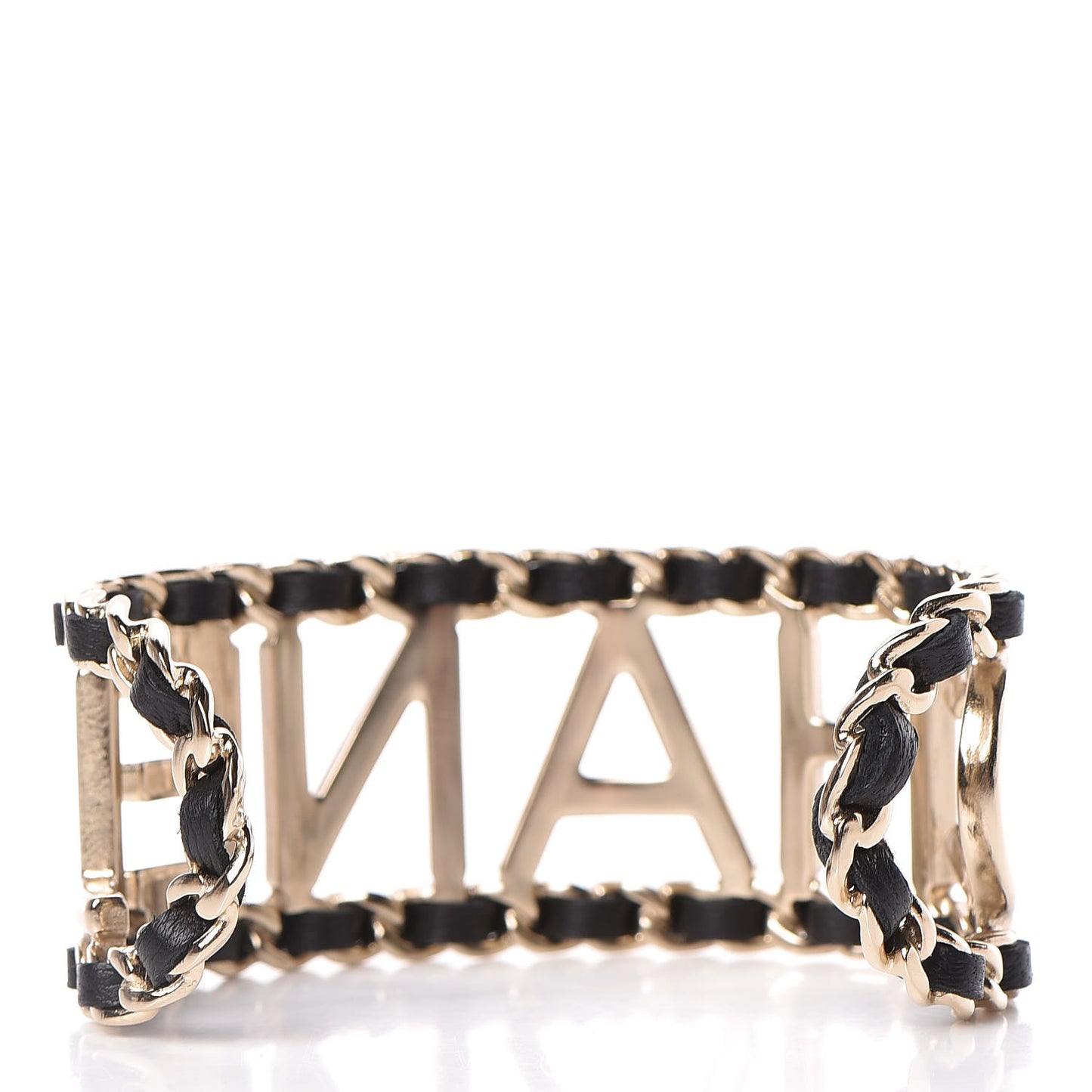 Lambskin Vintage Allure Cuff Bracelet M Black Gold