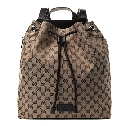 Gucci Monogram Dollar Calfskin O Drawstring Backpack Beige Ebony Testa di Moro Dark Chocolate 1 of 4