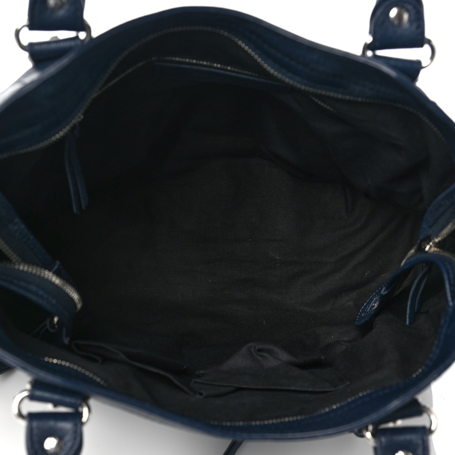 Balenciaga Chevre Silver Metallic Edge Hardware Velo Bleu Nuit Dark Sea 4 of 8