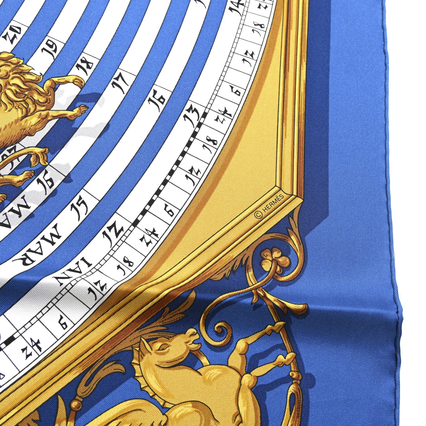 Silk Astrologie Scarf 90 Bleu Cobalt Vieil