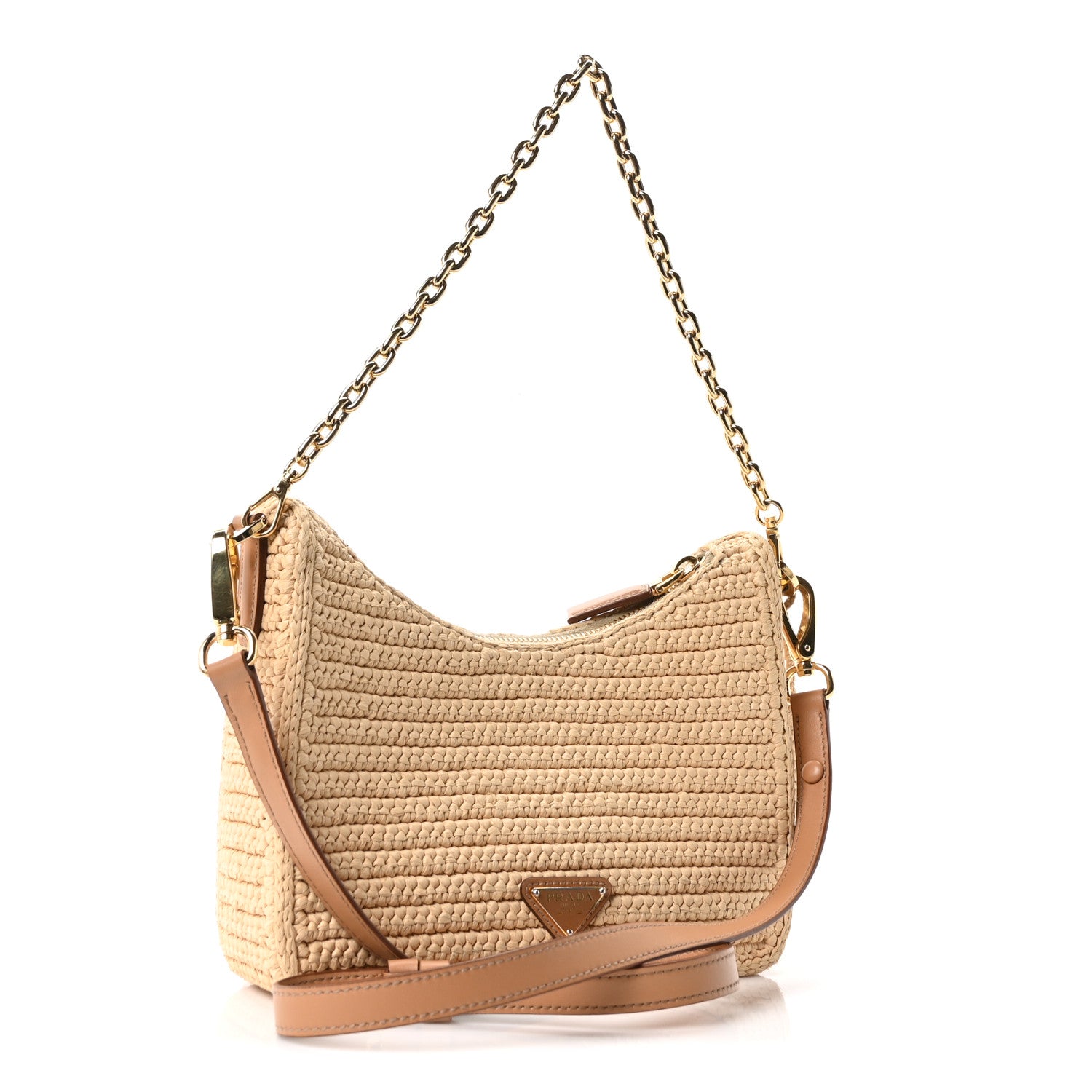 Prada Yarn Raffia Effect Crochet Mini Re-Edition 2000 Shoulder Bag Naturale 3 of 10