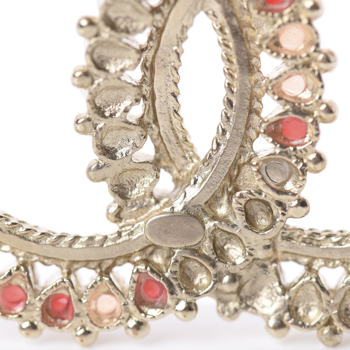 Pearl Gripoix CC Brooch Gold Multicolor