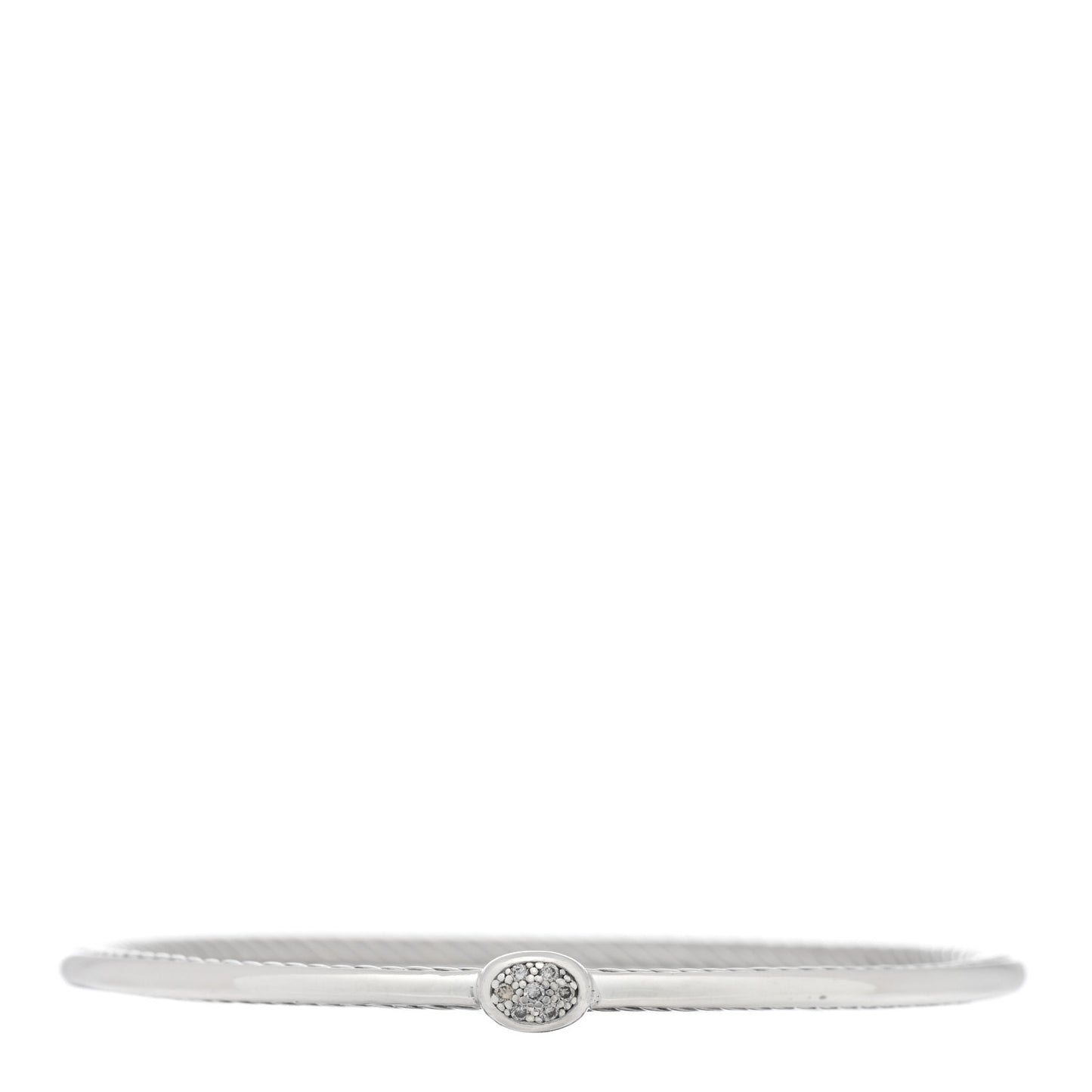 Sterling Silver Diamond 3mm Oval Cable Bangle Bracelet