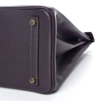 Hermes Taurillon Clemence Birkin 30 Raisin 8 of 39