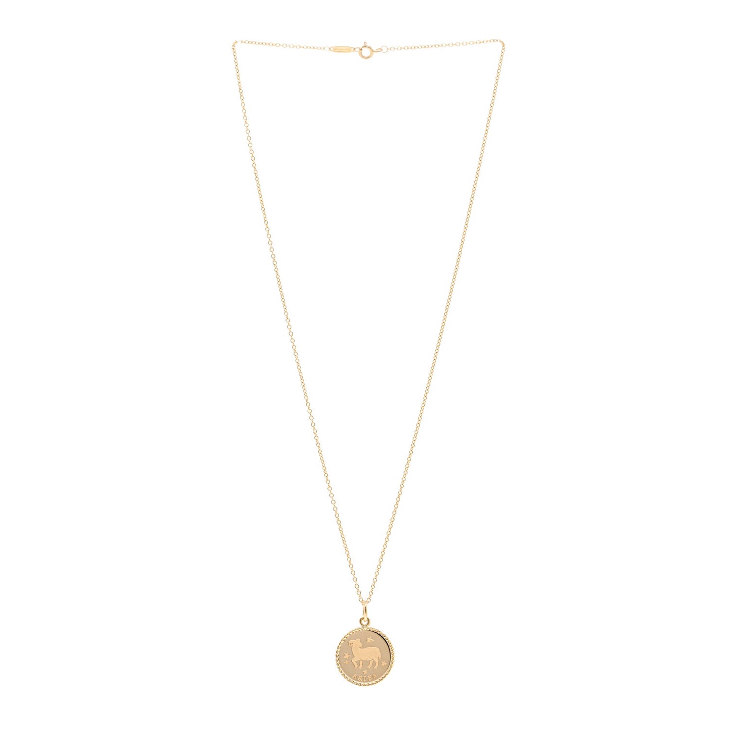 18K Yellow Gold Zodiac Aries Pendant Necklace