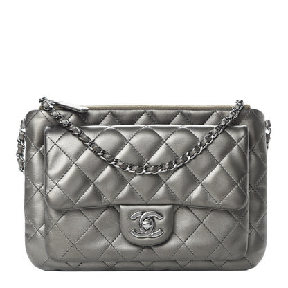Chanel Metallic Lambskin Quilted Daily Zip Crossbody Bag Bronze 1 of 17