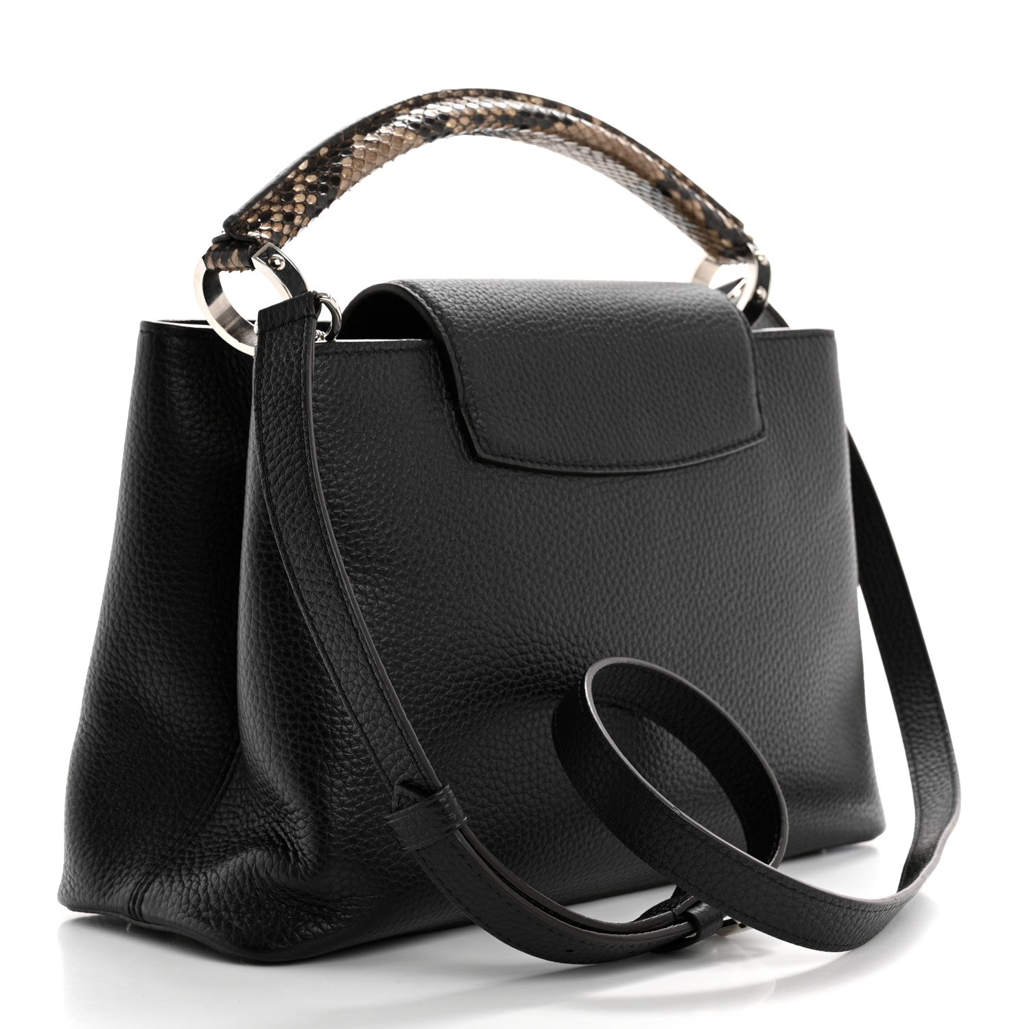 Louis Vuitton Taurillon Snakeskin Capucines MM Black 3 of 10