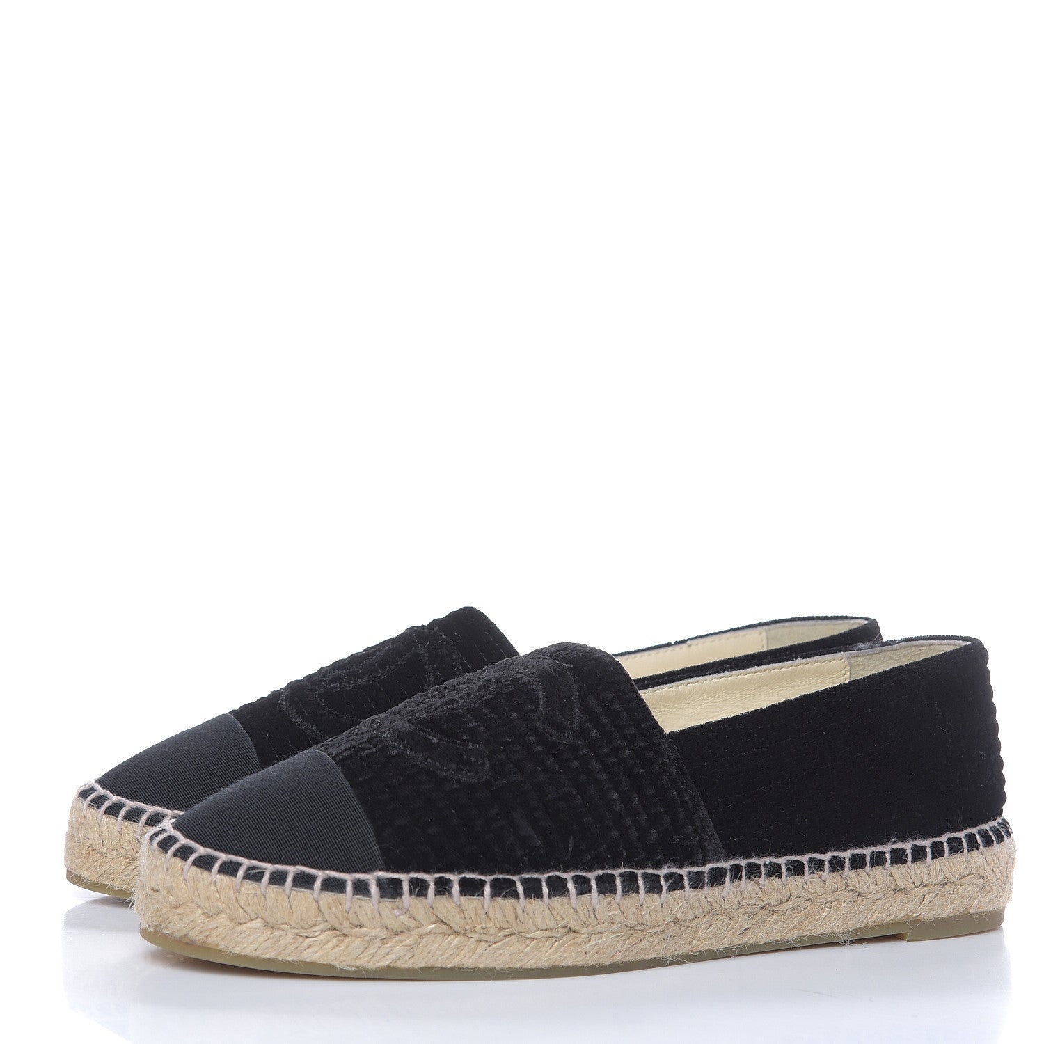 Chanel Velvet Grosgrain CC Espadrilles 39 Black 3 of 11
