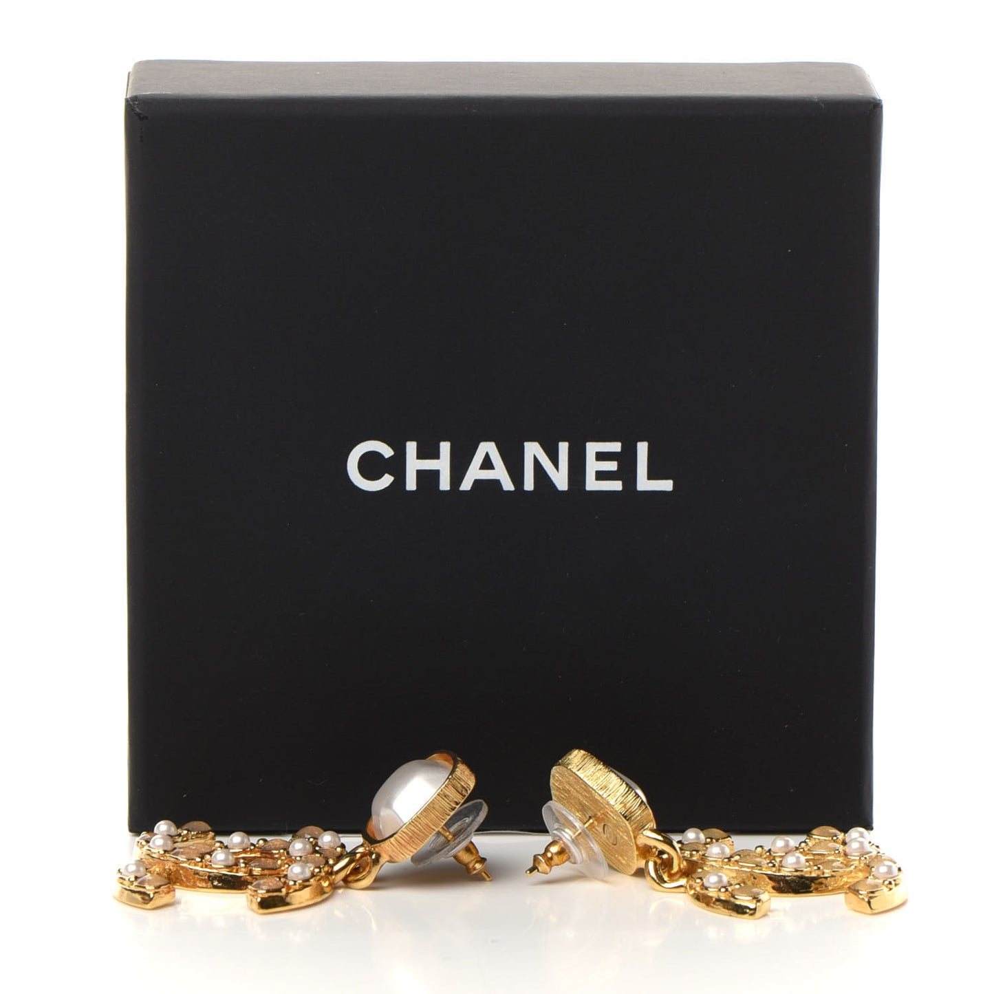 Pearl Stones CC Drop Earrings Gold