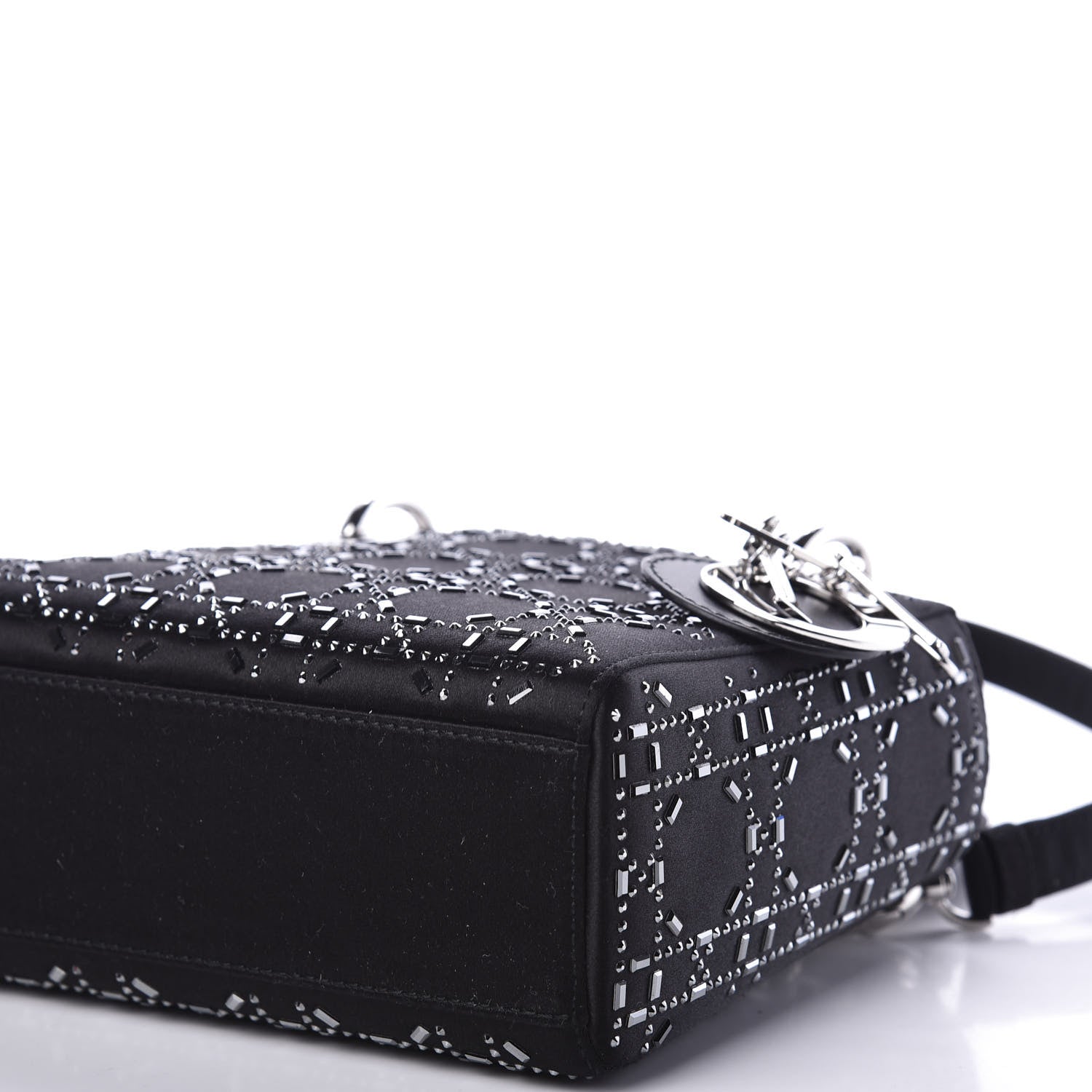 Christian Dior Satin Crystal Cannage Mini Lady Dior Black 6 of 10