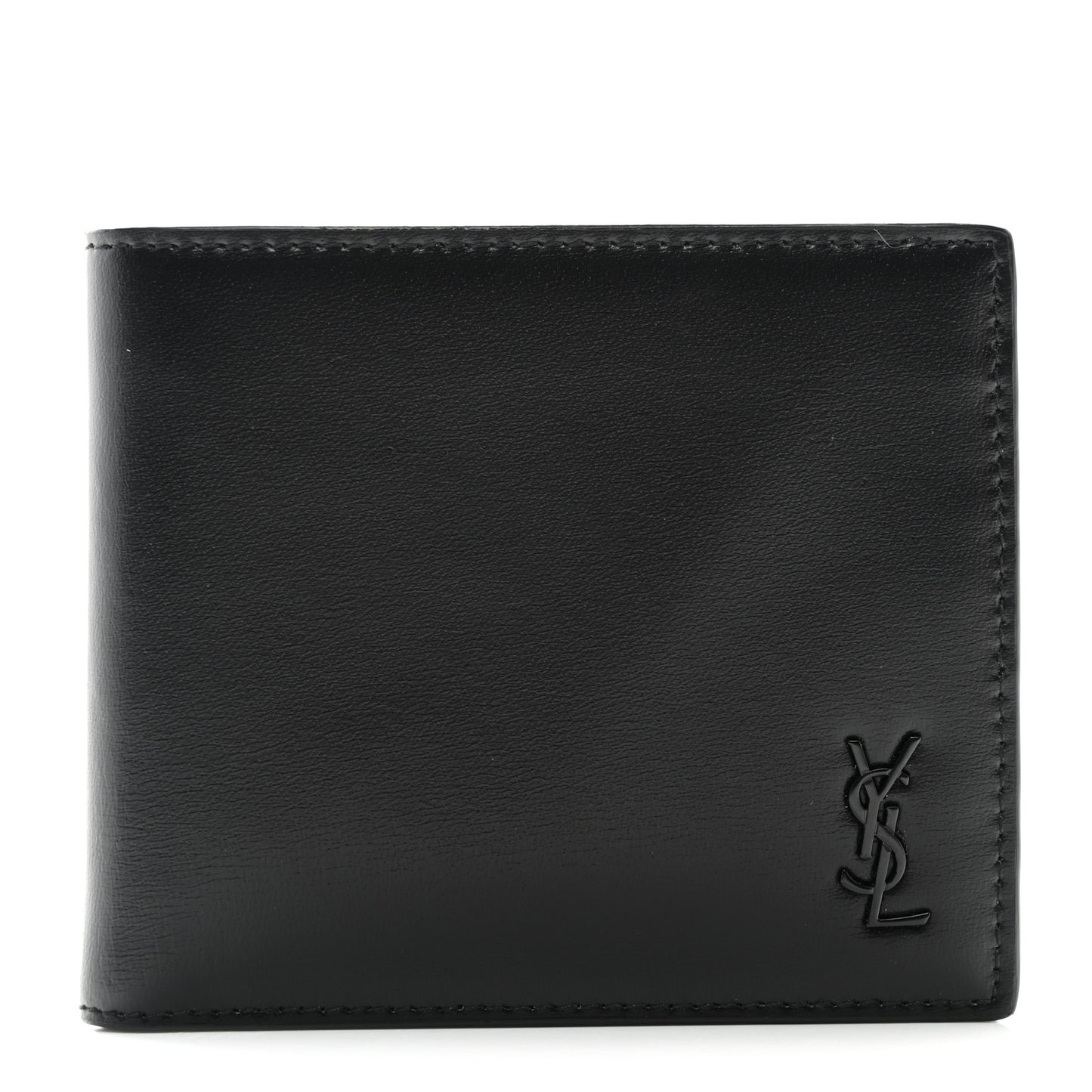 Matte Calfskin Tiny Cassandre East West Wallet Black