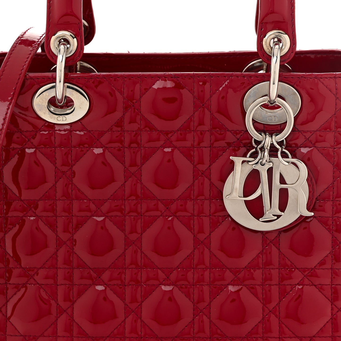 Patent Cannage Medium Lady Dior Red