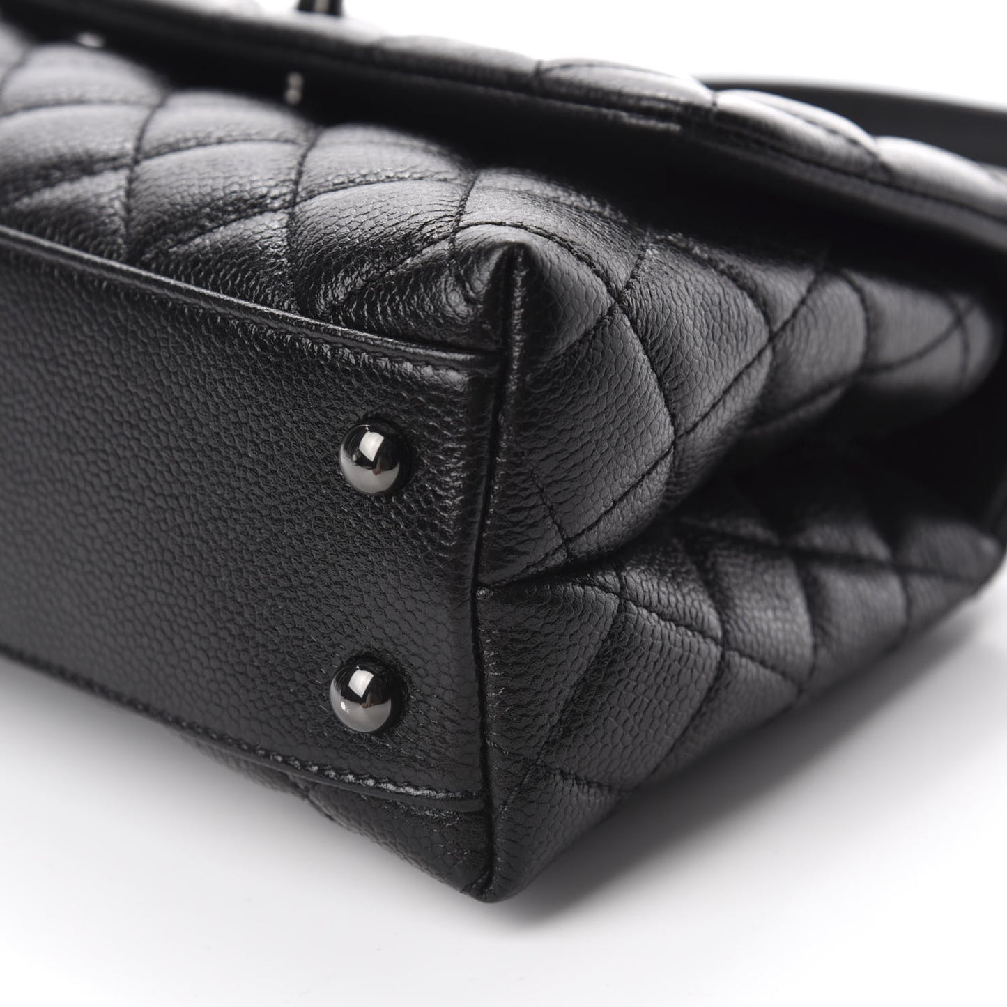 Iridescent Caviar Quilted Mini Coco Handle Flap So Black