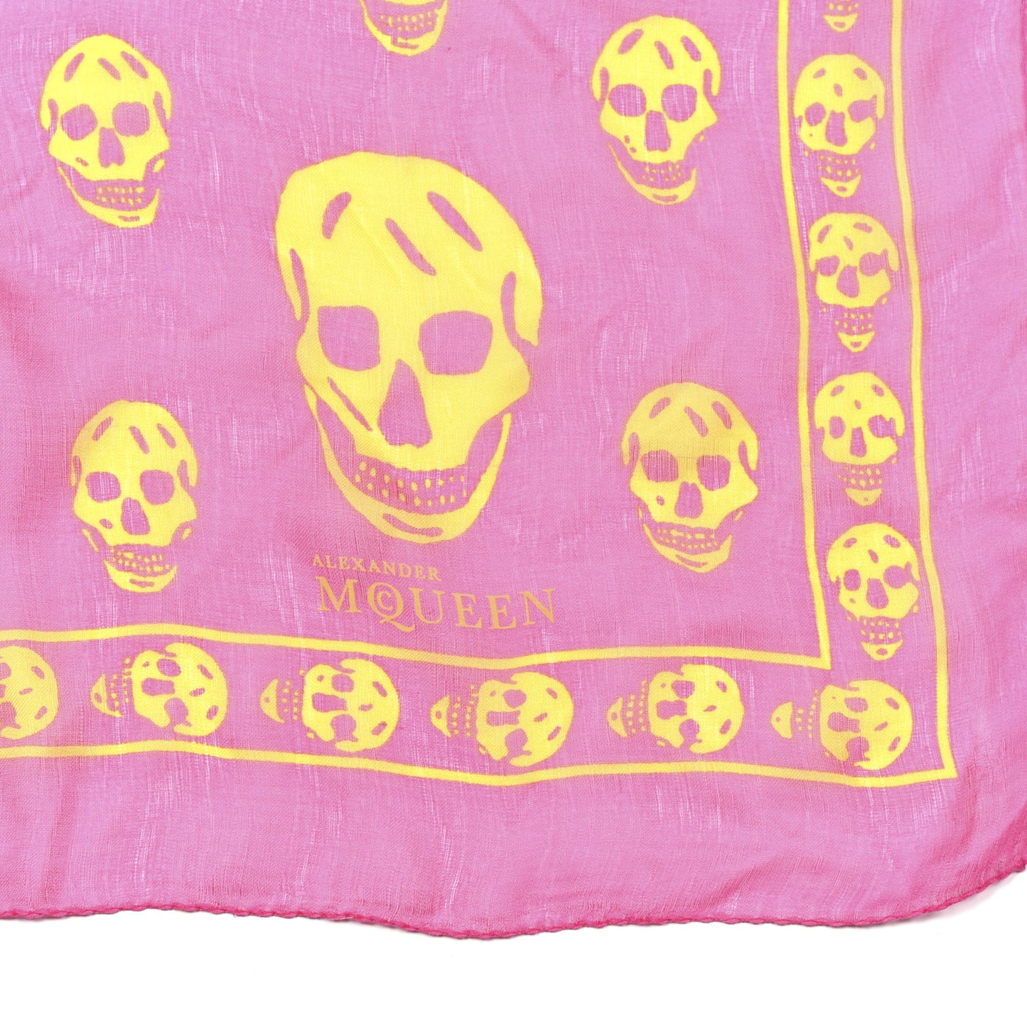 Silk Chiffon Skull Scarf Pink Yellow