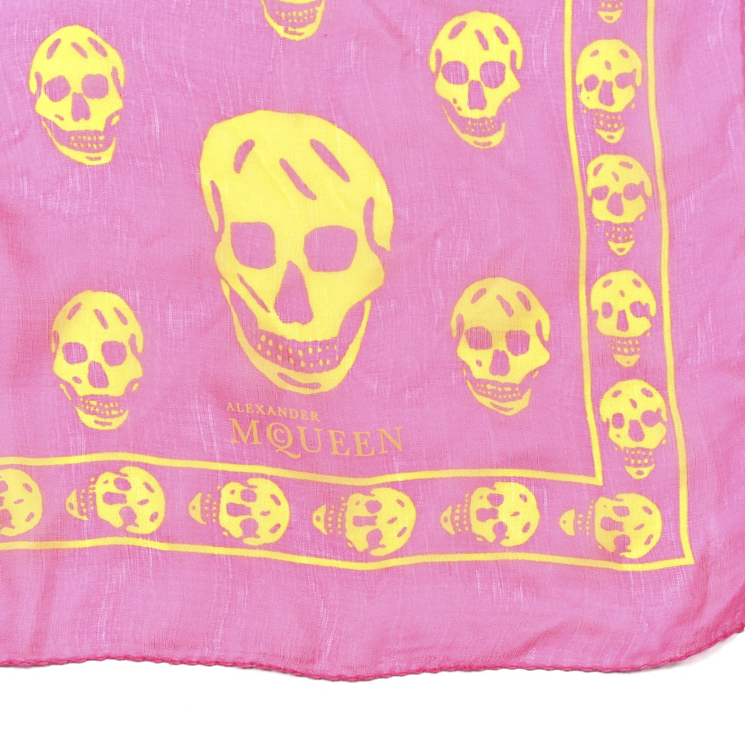 Alexander McQueen Silk Chiffon Skull Scarf Pink Yellow 2 of 5