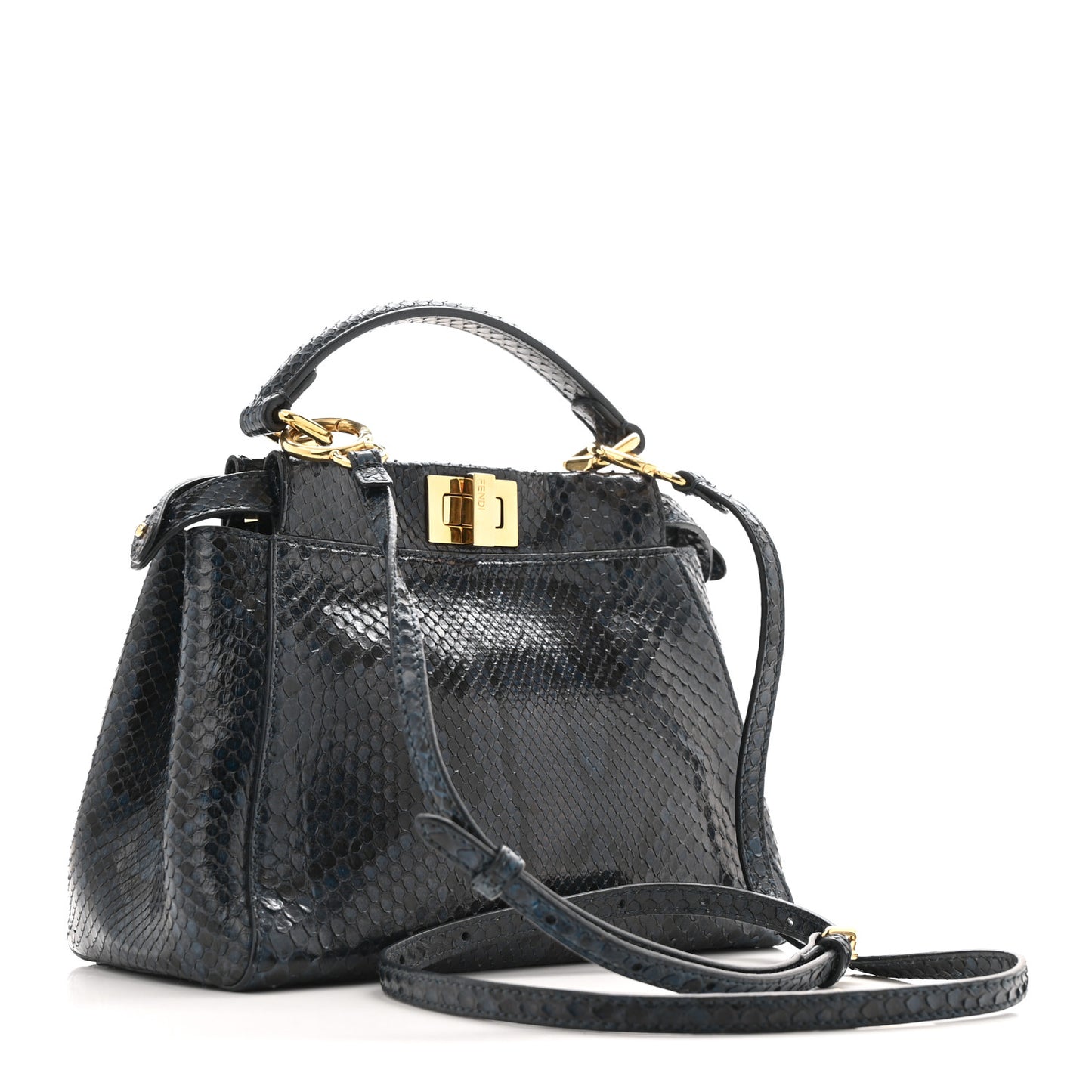 Python Shiny Nappa Mini Peekaboo Iconic Satchel Blue Jeans