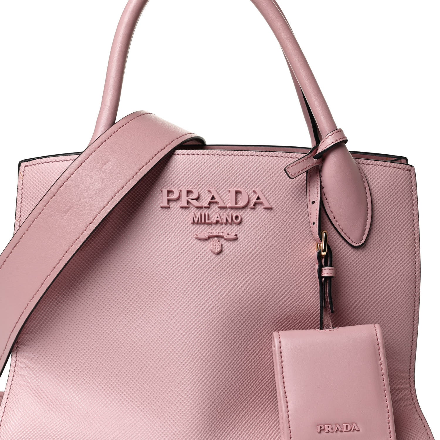 Prada Saffiano Cuir Calfskin Small Monochrome Top Handle Tote Pesco 15 of 15