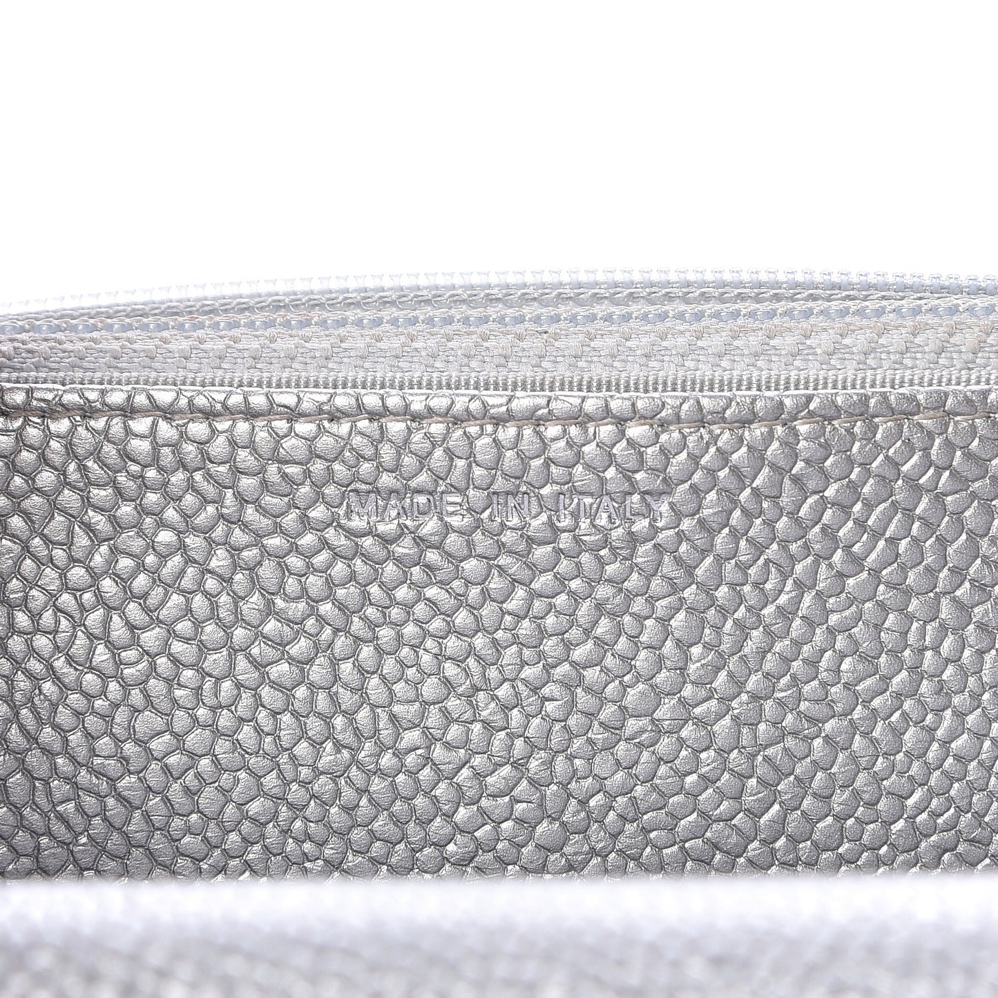 Metallic Caviar Quilted Wallet on Chain WOC Silver