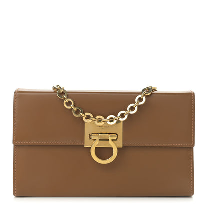Salvatore Ferragamo Calfskin Gancini Chain Crossbody Brown 1 of 9