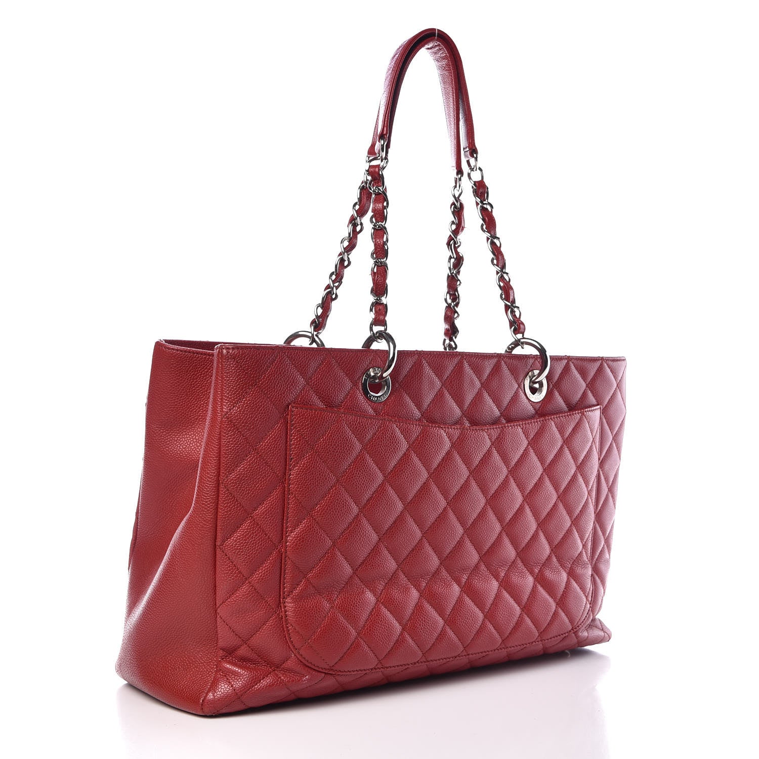 Chanel Caviar Quilted XL Grand Shopping Tote GST Red 3 of 13