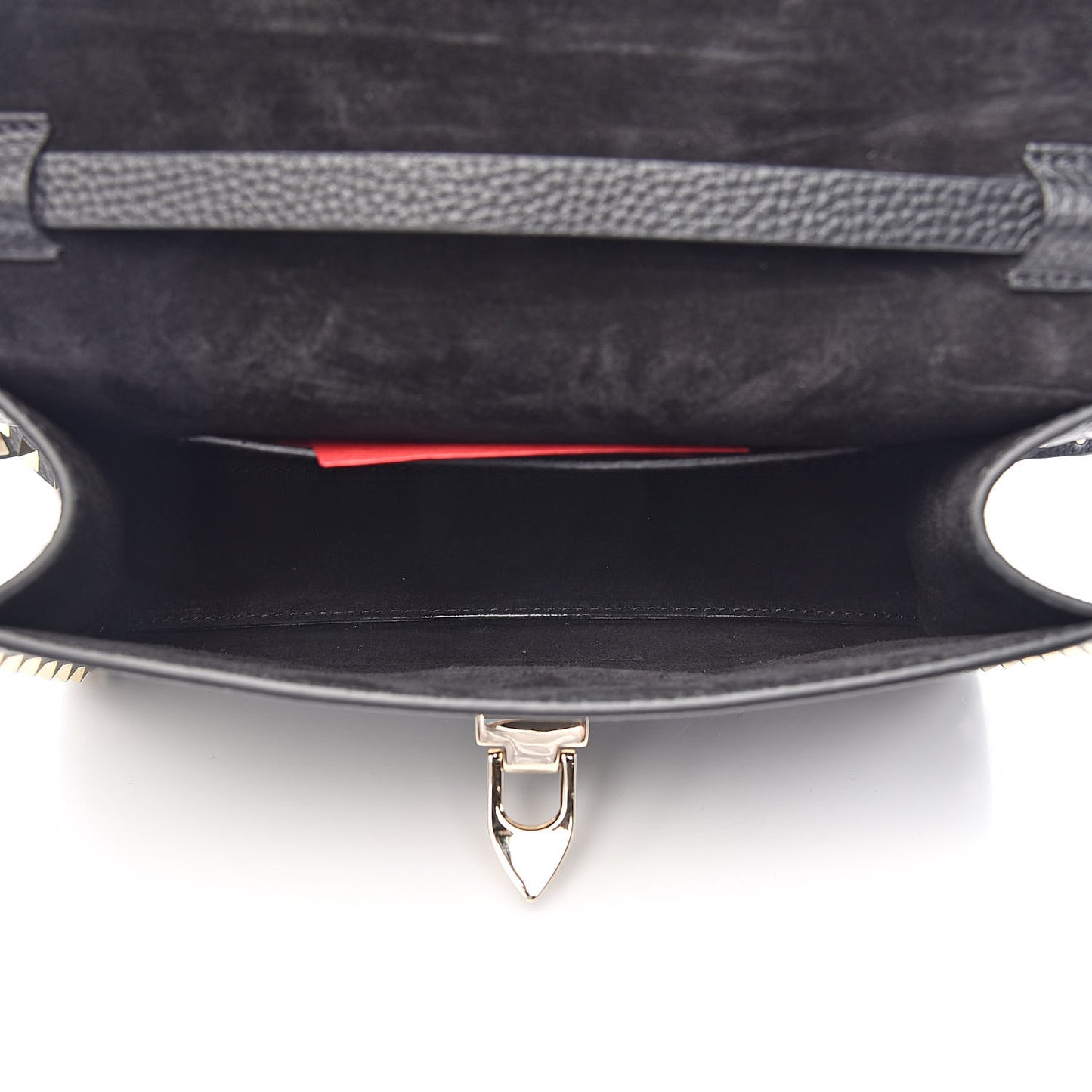 Pebbled Calfskin Medium Rockstud Flip Lock Crossbody Bag Black