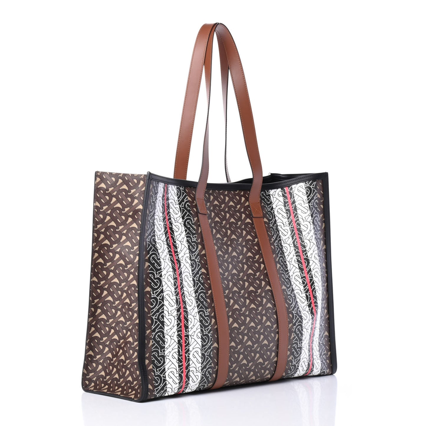 E-Canvas Monogram Stripe Book Tote Bridle Brown