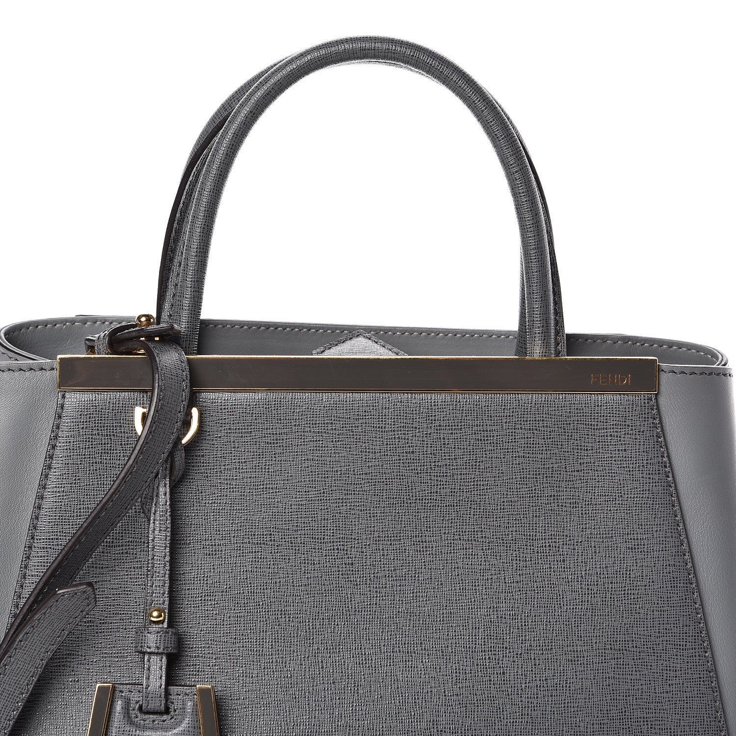 Fendi Vitello Elite Petite 2Jours Tote Grigio Grigio Chiaro 9 of 12