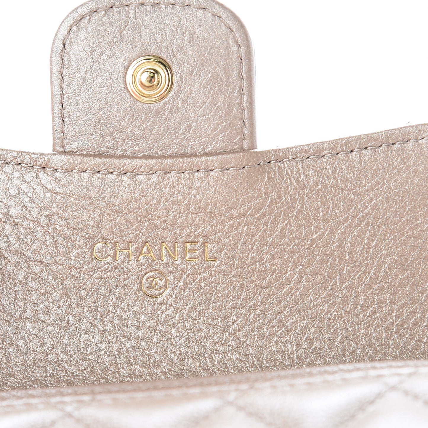 Metallic Calfskin Quilted Reissue Card Holder Wallet Gold