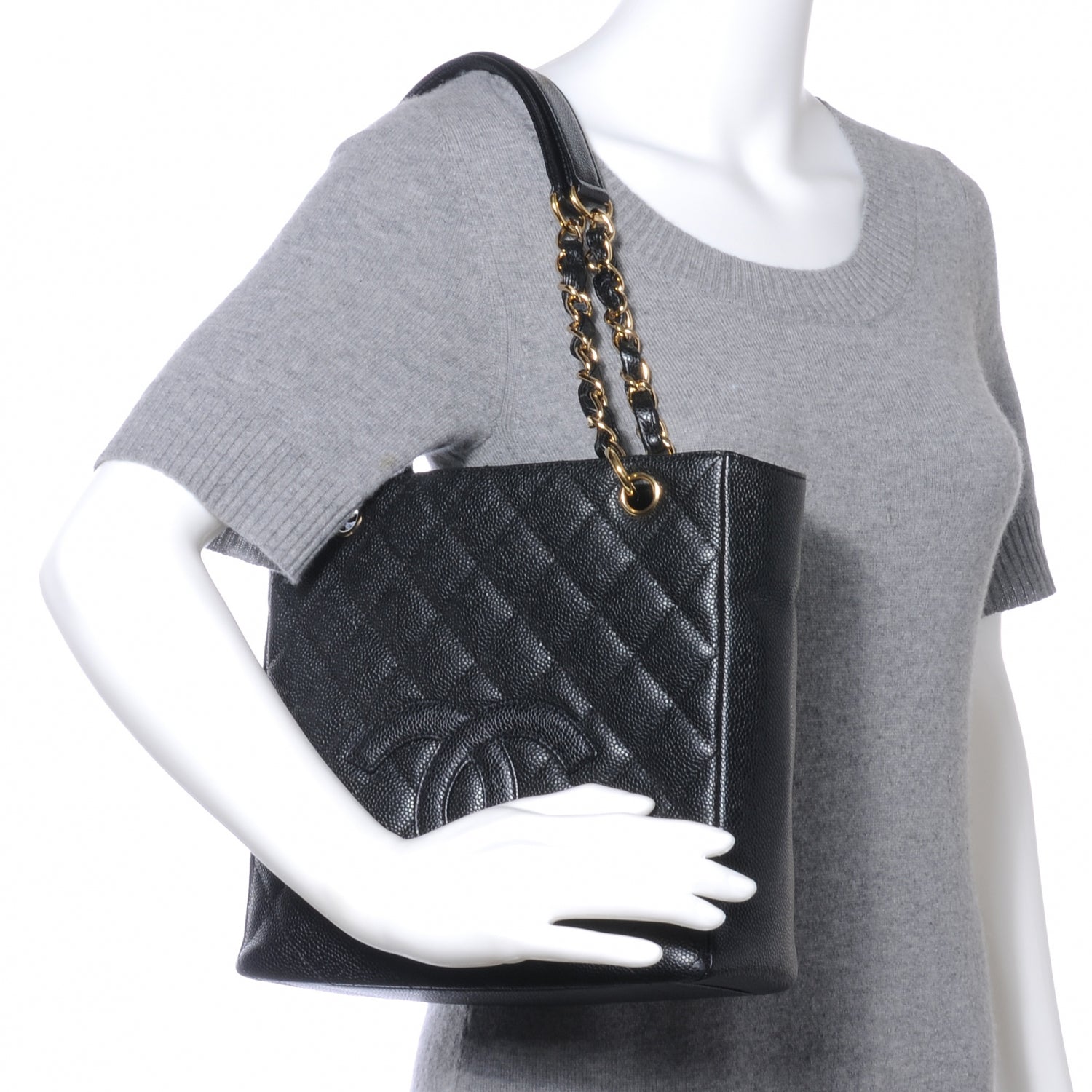 Chanel Caviar Petit Shopping Tote PST Black 2 of 8
