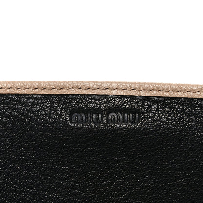 Miu Miu Goatskin Madras Bi-Color Wallet On Chain Beige Black 6 of 8