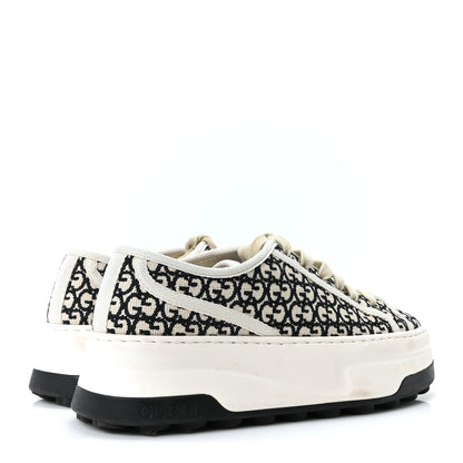 Gucci GG Monogram Jacquard Womens 1977 Tennis Platform 52mm Sneakers 36.5 Black Mystic White 5 of 7