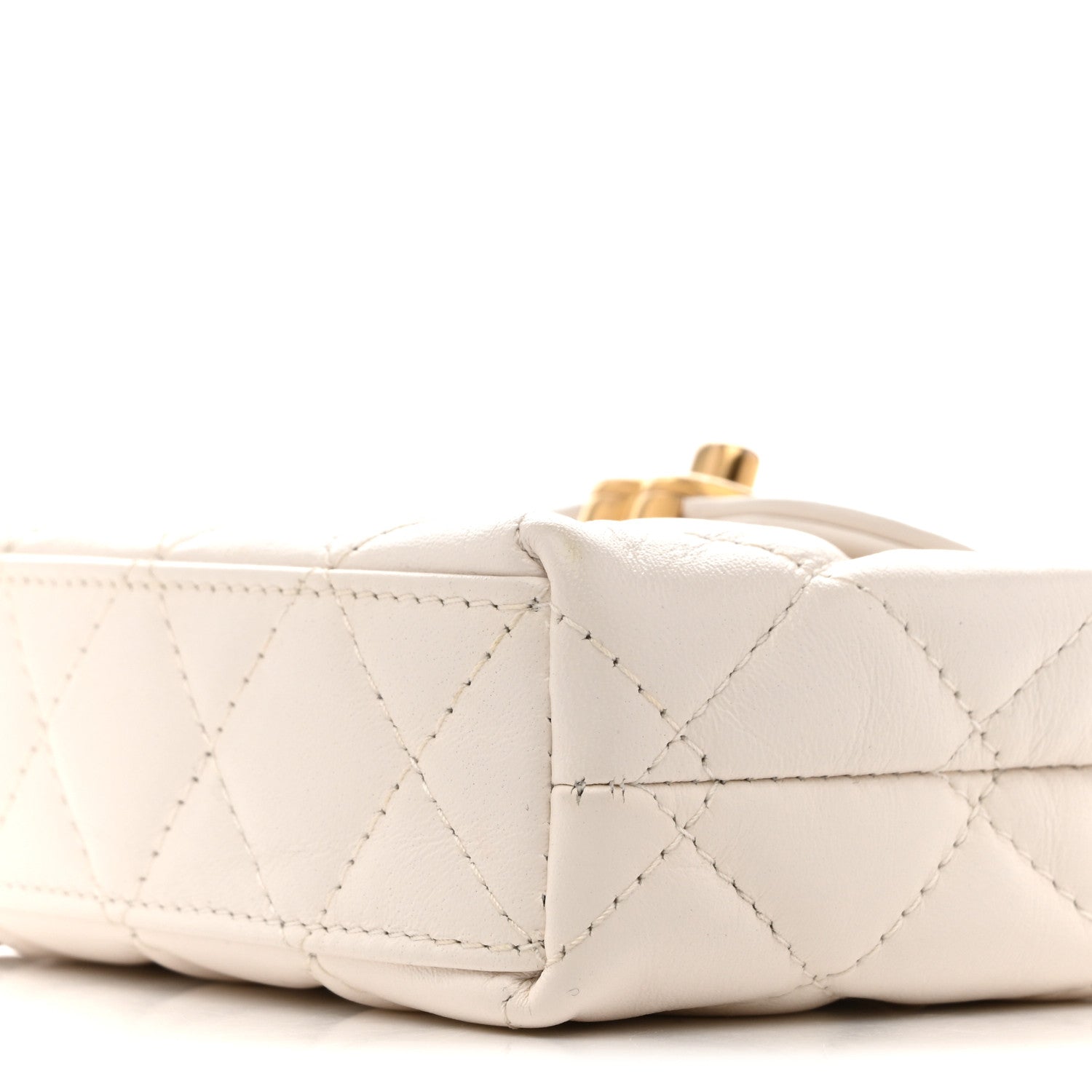 Chanel Shiny Aged Calfskin Quilted Mini Nano Kelly Shopper White 10 of 10
