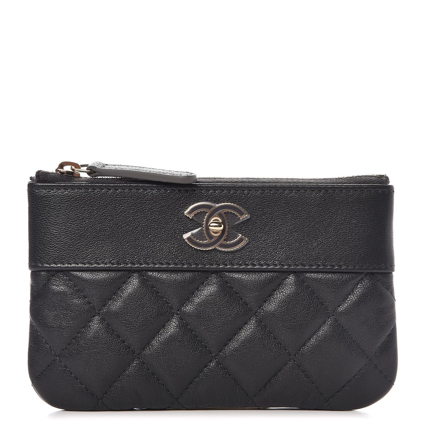 Sheepskin Quilted Small Vintage Mademoiselle Cosmetic Case Charcoal