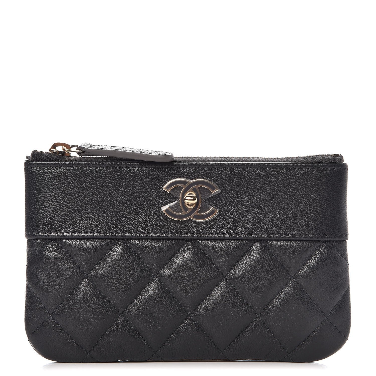 Chanel Sheepskin Quilted Small Vintage Mademoiselle Cosmetic Case Charcoal 1 of 8