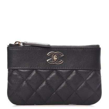 Chanel Sheepskin Quilted Small Vintage Mademoiselle Cosmetic Case Charcoal 1 of 8