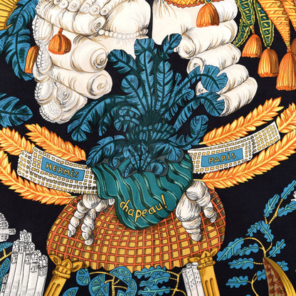Hermes Silk Chapeau Scarf 90 Black 2 of 3