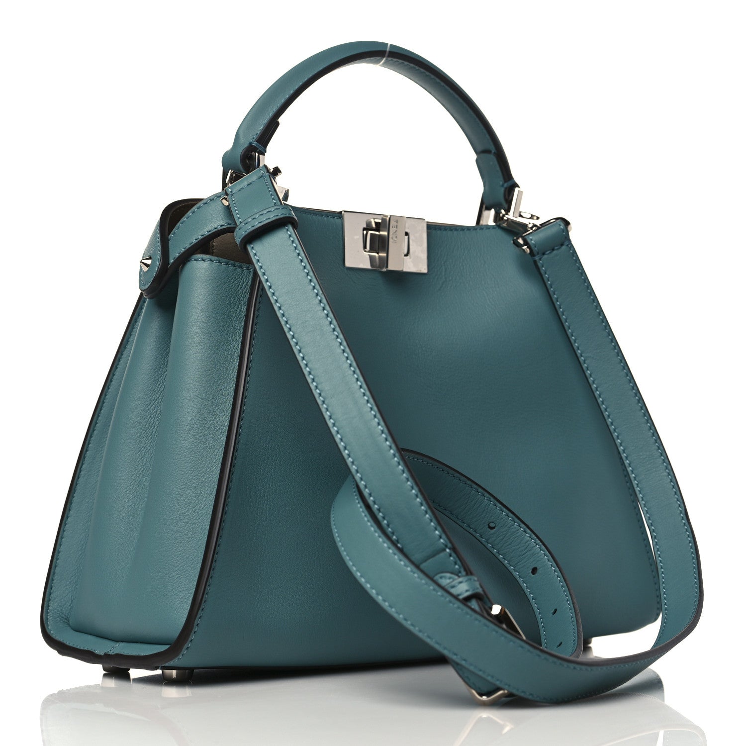 Fendi Vitello Tahiti Bi-Color Medium Peekaboo Iconic Essentially Satchel Pound Sand Nuvola 3 of 9